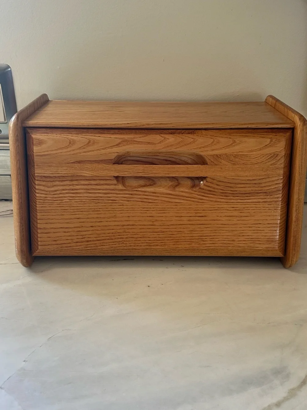 Solid Wood Bread Box - Oak Finish